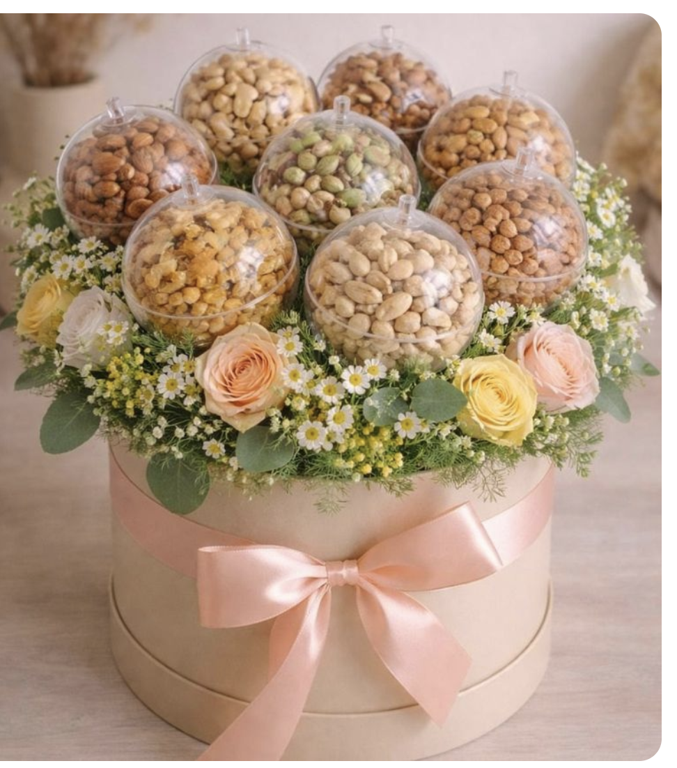 Exquisite Floral Nut Medley Wedding Gift Box